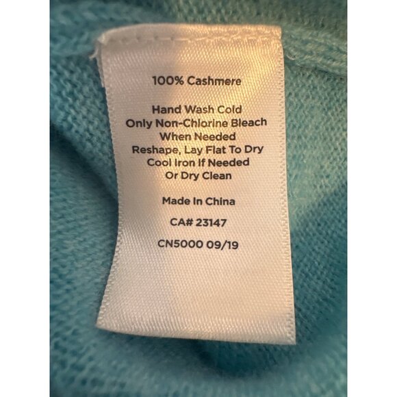 Talbots Small Light Aqua Blue Pure Cashmere V-Neck Long Sleeve Sweater - Picture 6 of 15